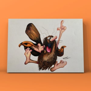 Captain Caveman - Hanna Barbera - Handgezeichnete Kunst Kunstwerk Zeichnung Bild - Polychromos, Posca und Copic - A3.