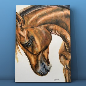 Chestnut Thoroughbred Horse - Hand Drawn Art Artwork Drawing Picture - Polychromos, Posca and Copic - A3.
