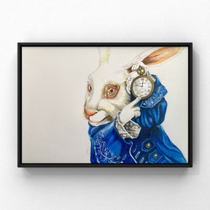 White Rabbit - Alice in Wonderland - Hand Drawn Art Artwork Drawing Picture - Polychromos, Posca and Copic - A3.