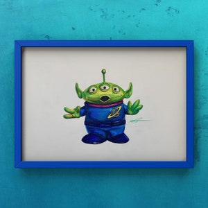 Alien - Disney Toy Story - Desenho de arte desenhado à mão - Polychromos, Posca e Copic - A3.
