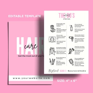 Hair Extensions AfterCare card, Bundle Hair Order Card, Hair instructions, Do's and Don'ts of Hair Extensions Care PB1