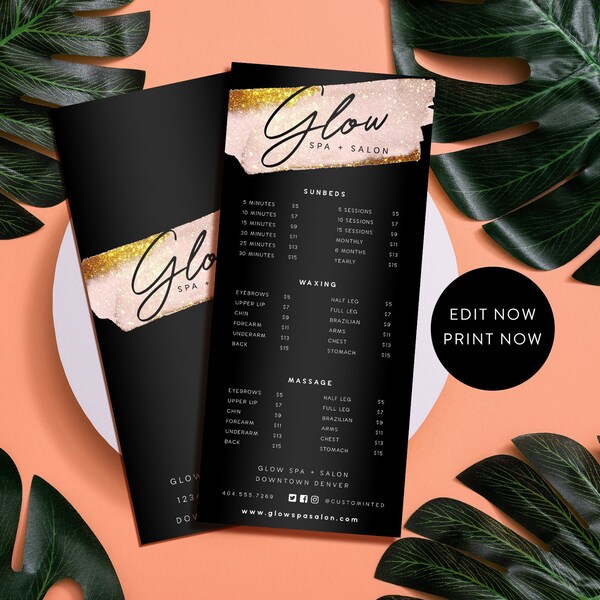 Med Spa Price List Card Etsy