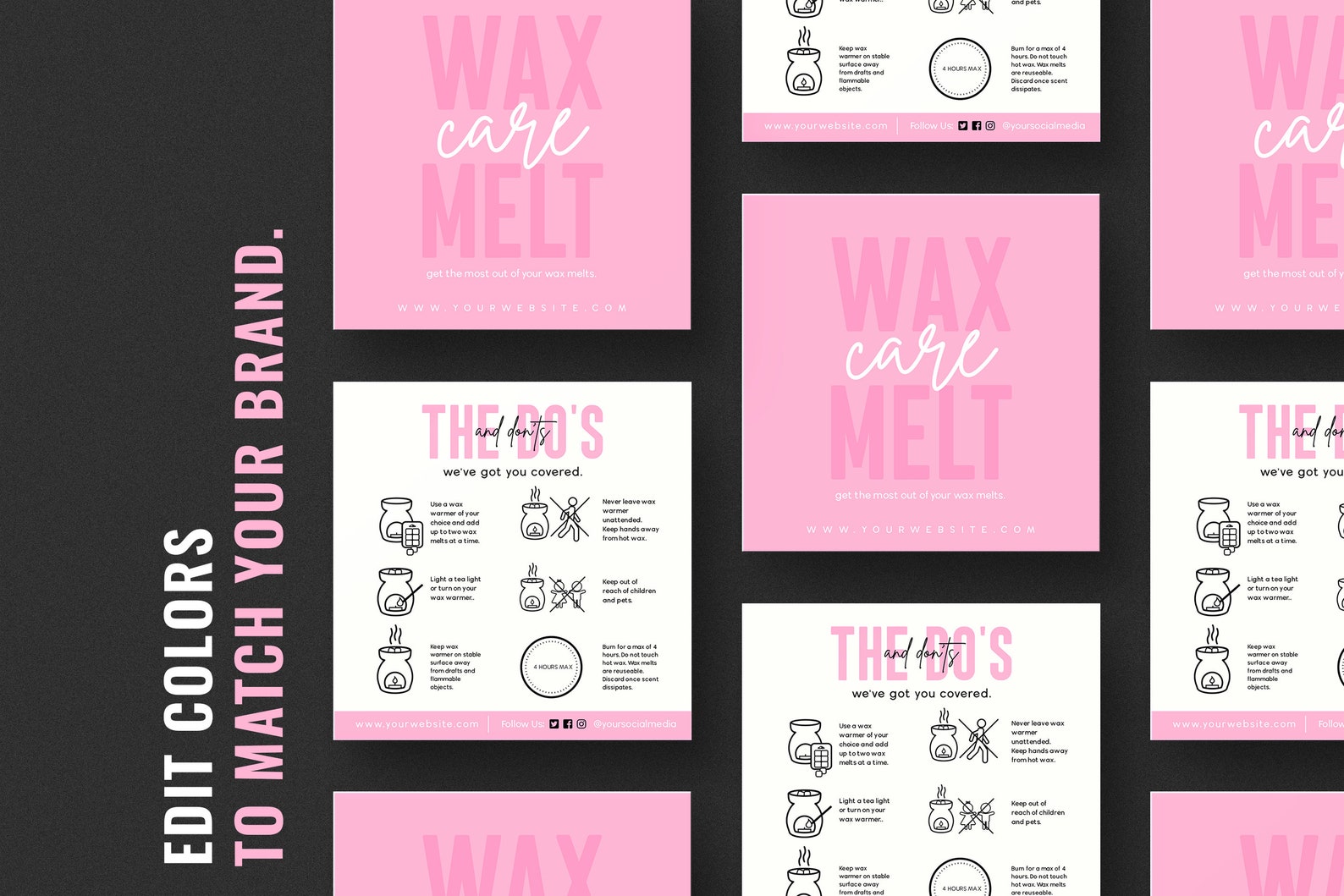 Wax Melt Care Cards DIY Wax Melt Directions Pink Wax Tart Etsy