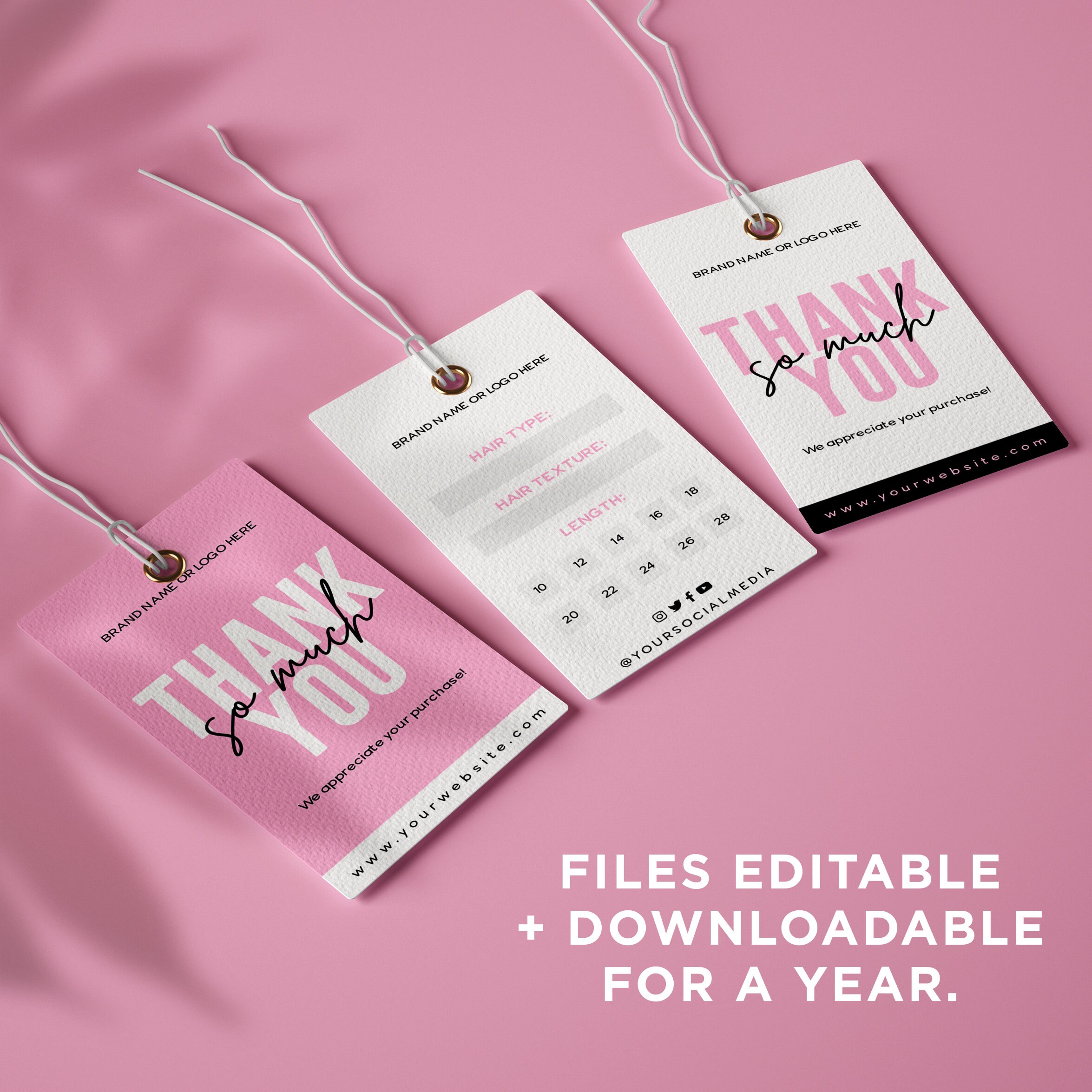 Small Business Hang Tag Boutique Pink Clothing Tag Template Etsy