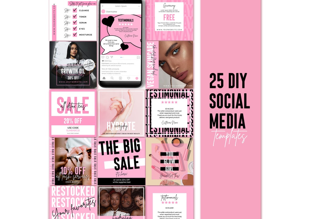 Social Media Post Templates 25 Editable Instagram Posts - Etsy UK