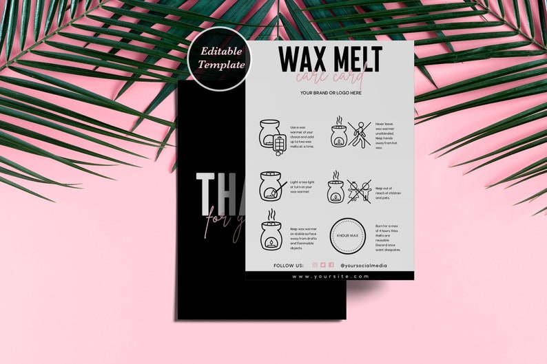 Wax Melt Care Cards DIY Wax Melt Directions Wax Tart Etsy