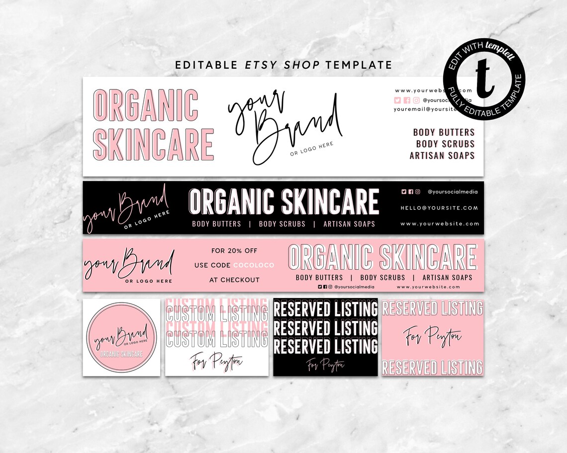 Editable DIY ETSY Shop Graphics Etsy Store Graphic Kit Etsy