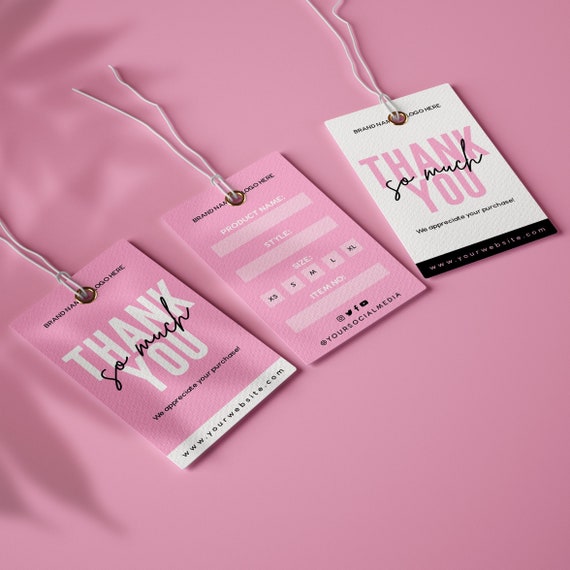 Small Business Hang Tag Boutique Pink Clothing Tag Template Etsy Canada