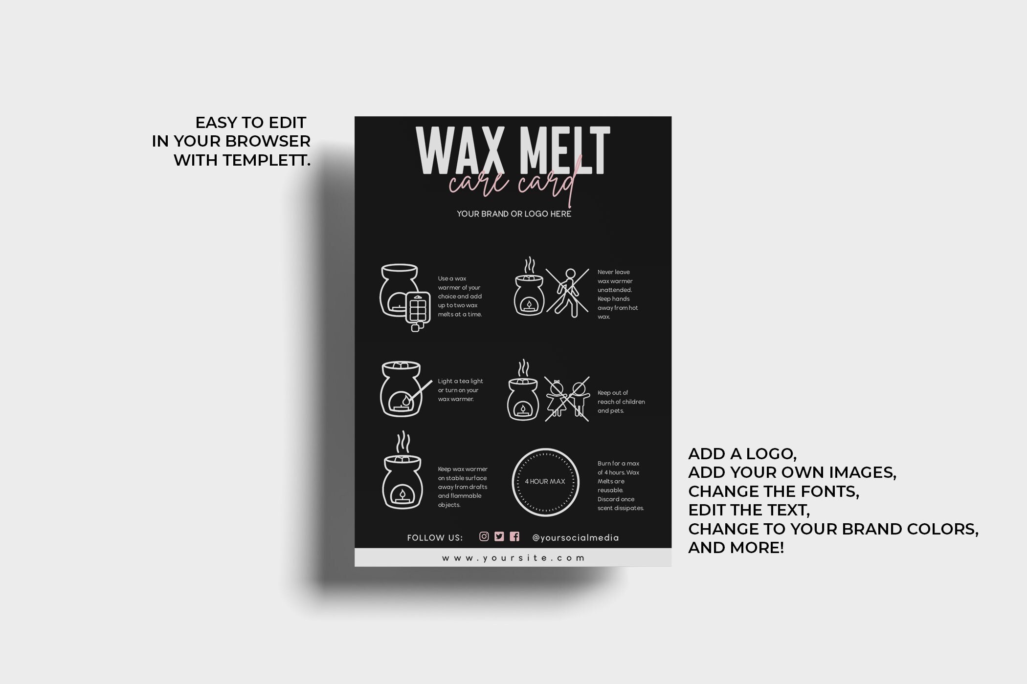 Wax Melt Care Cards DIY Wax Melt Directions Wax Tart Etsy