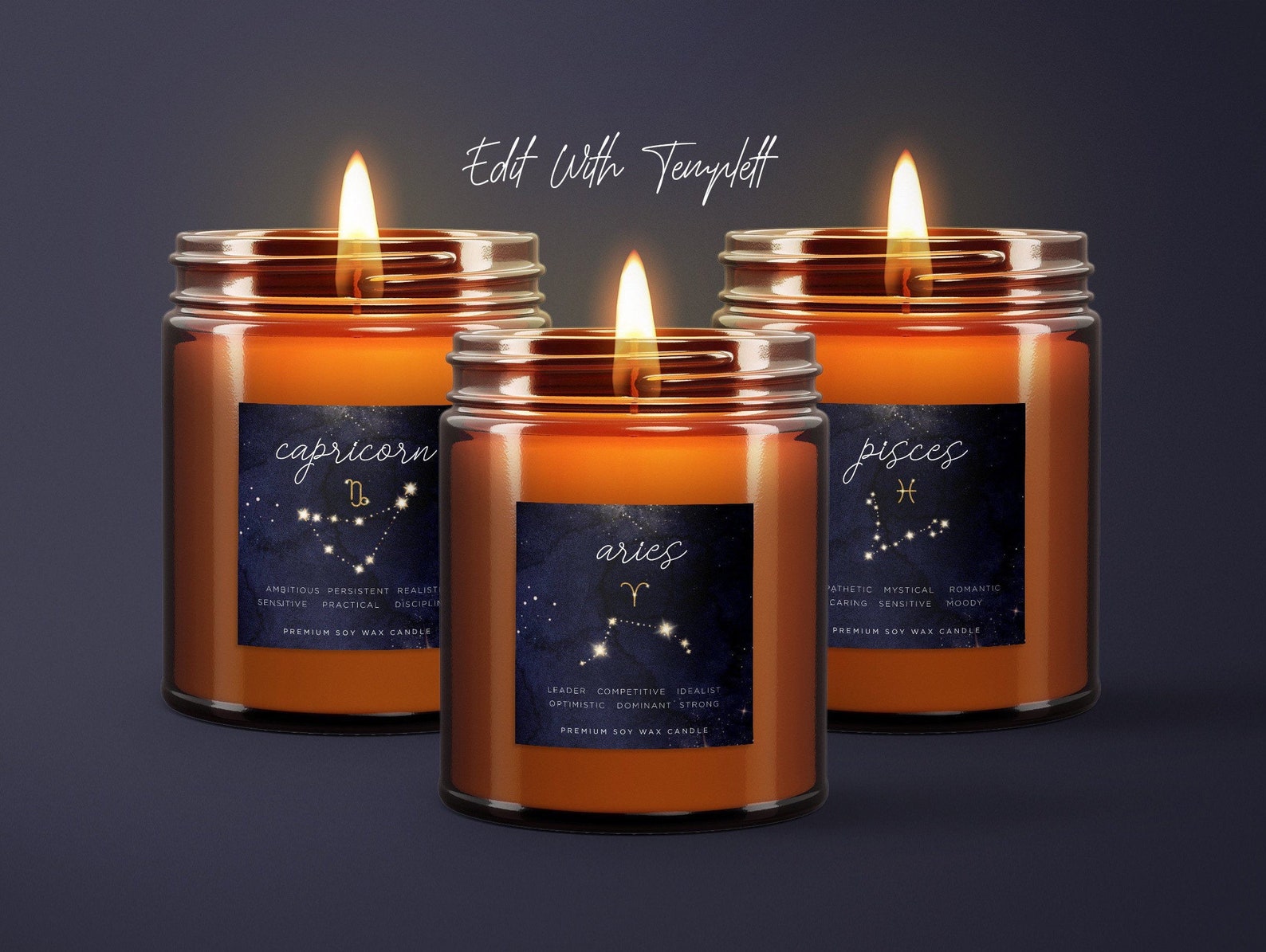 Editable Candle Label Zodiac Labels DIY Horoscope Zodiac Sign Etsy