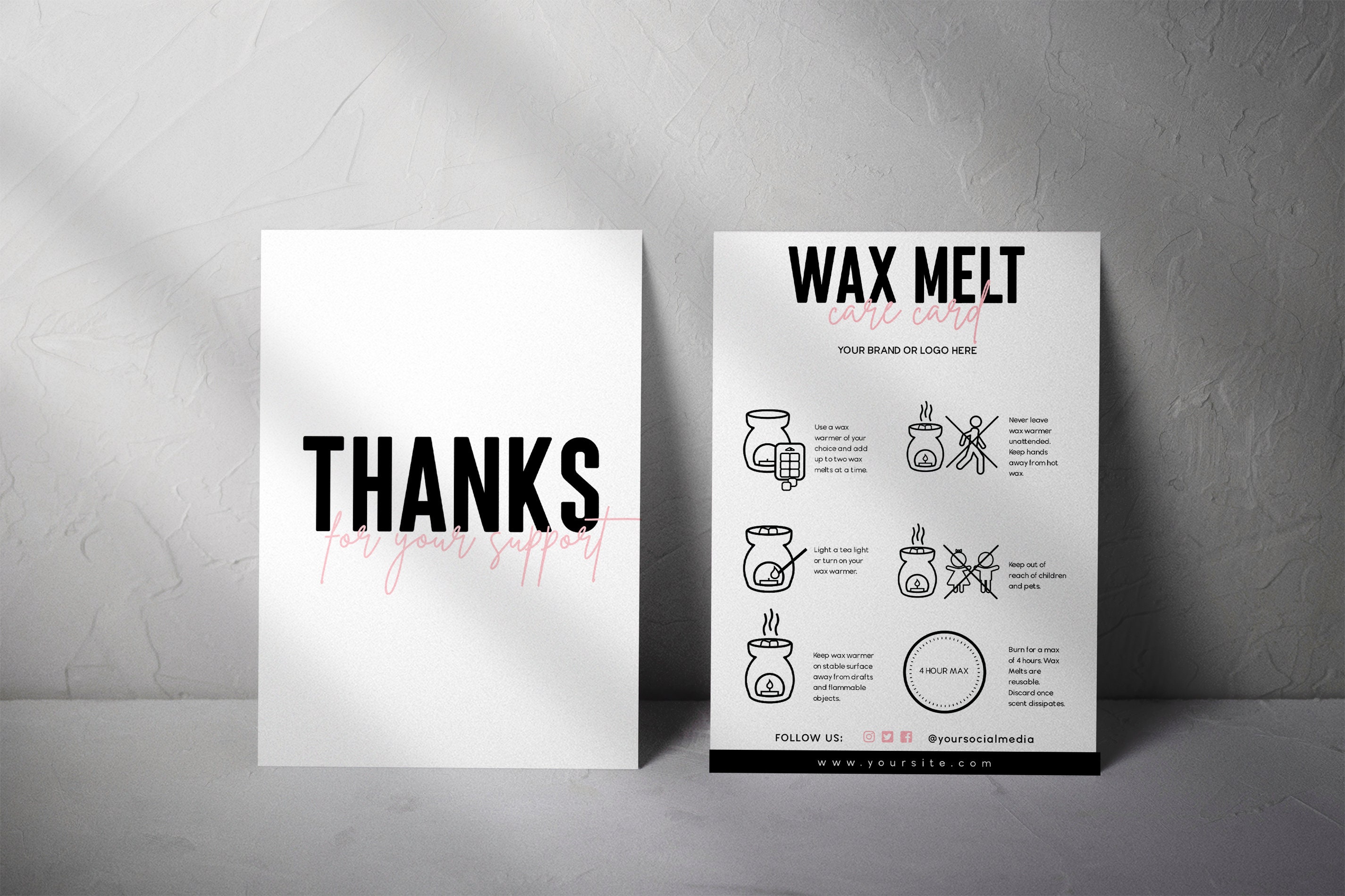 Wax Melt Care Cards DIY Wax Melt Directions Wax Tart Etsy