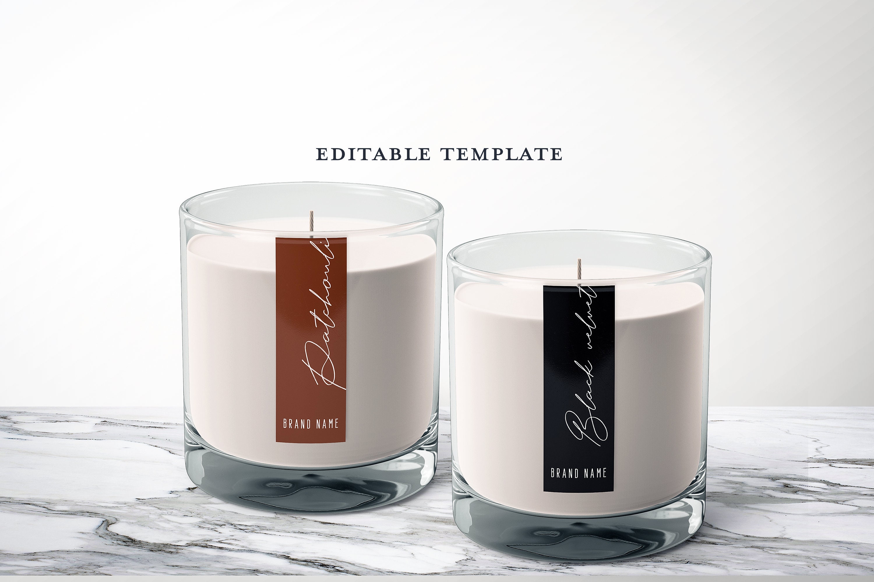 Vertical Candle Label Rectangle Soy Candle Editable Template