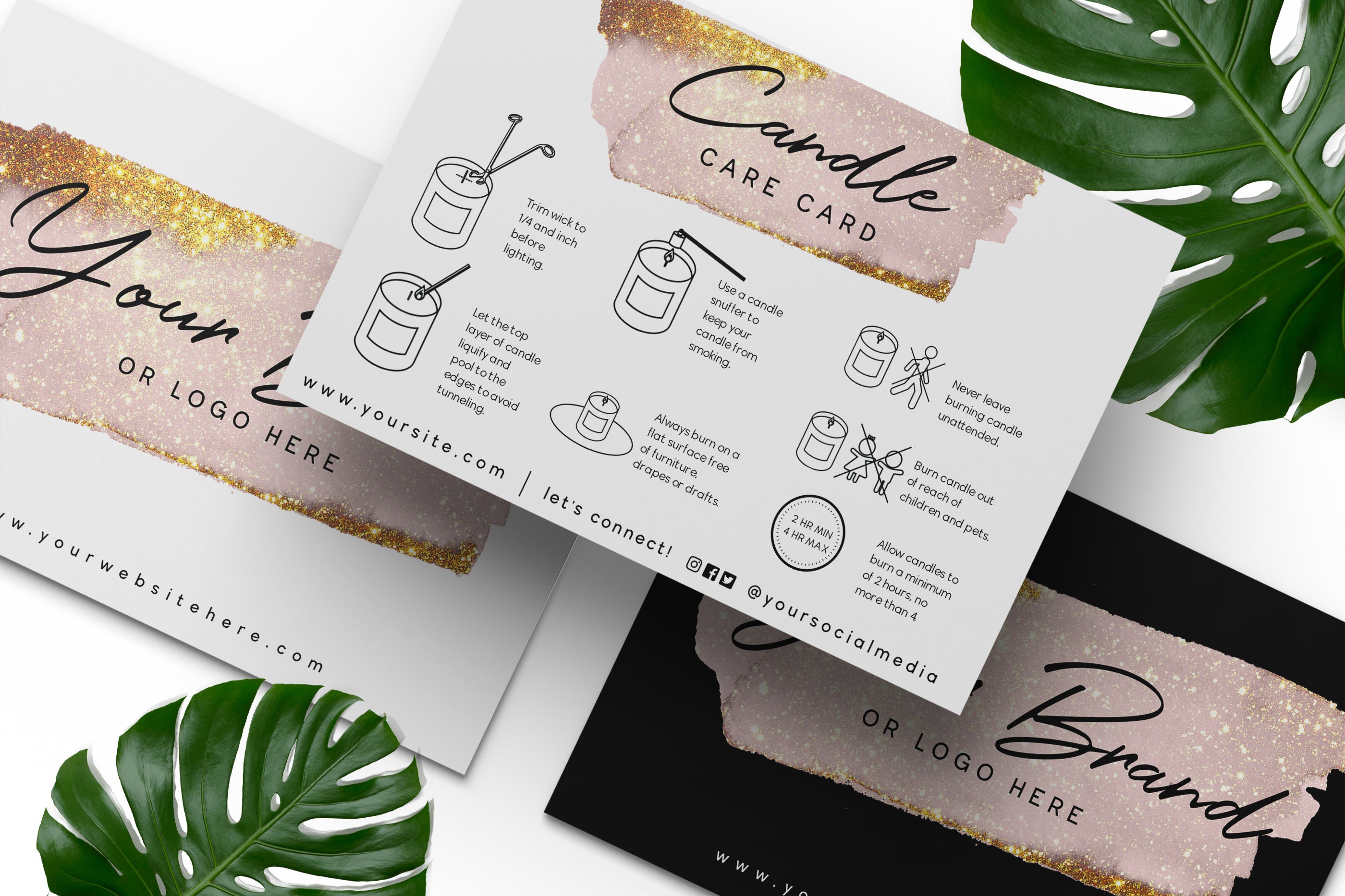 Editable Candle Care Card DIY Thank You Candle Card Etsy