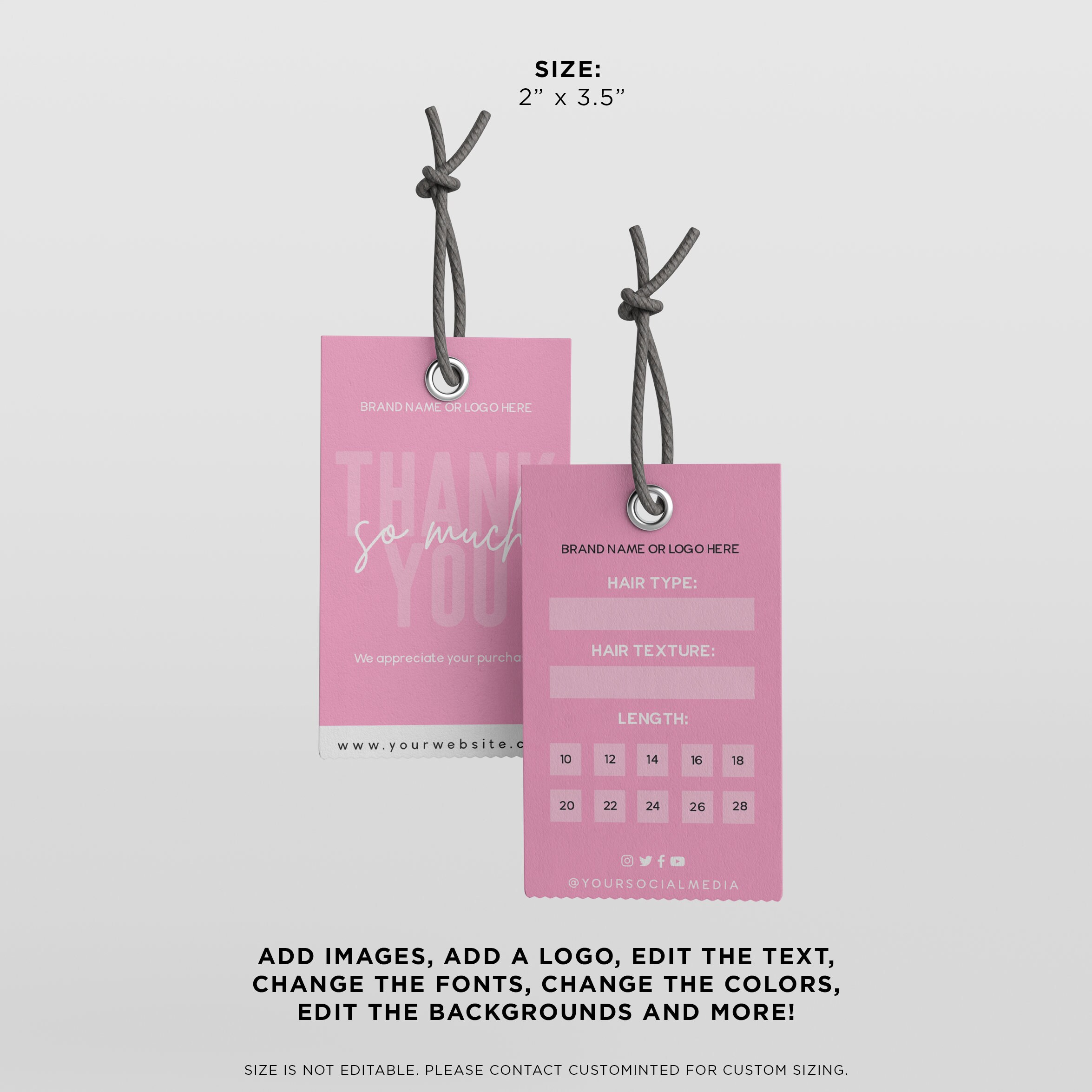 Small Business Hang Tag Boutique Pink Clothing Tag Template Etsy