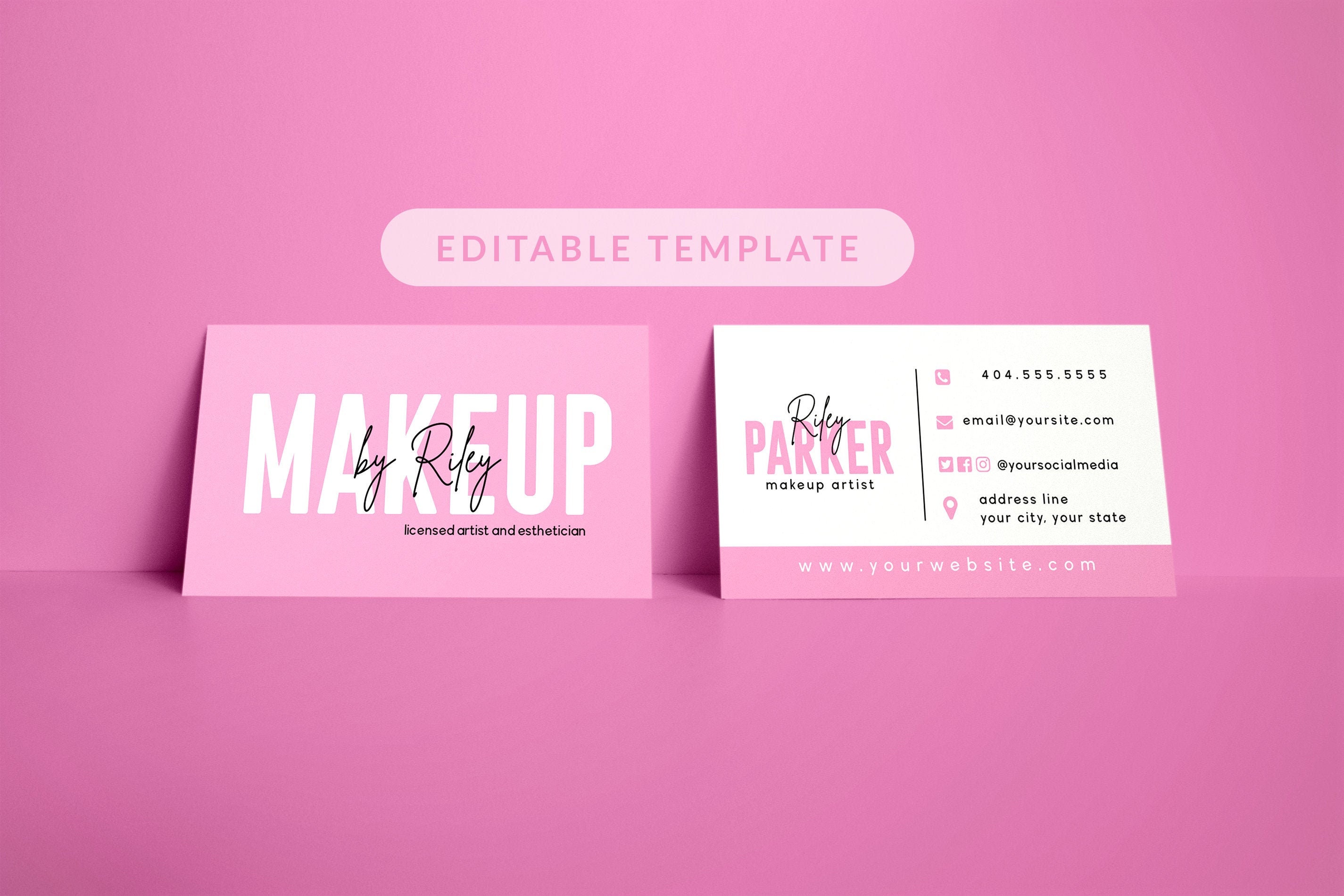 Editable DIY Beauty Business Cards, Printable Hair Business Cards, Bla —  Posh Park