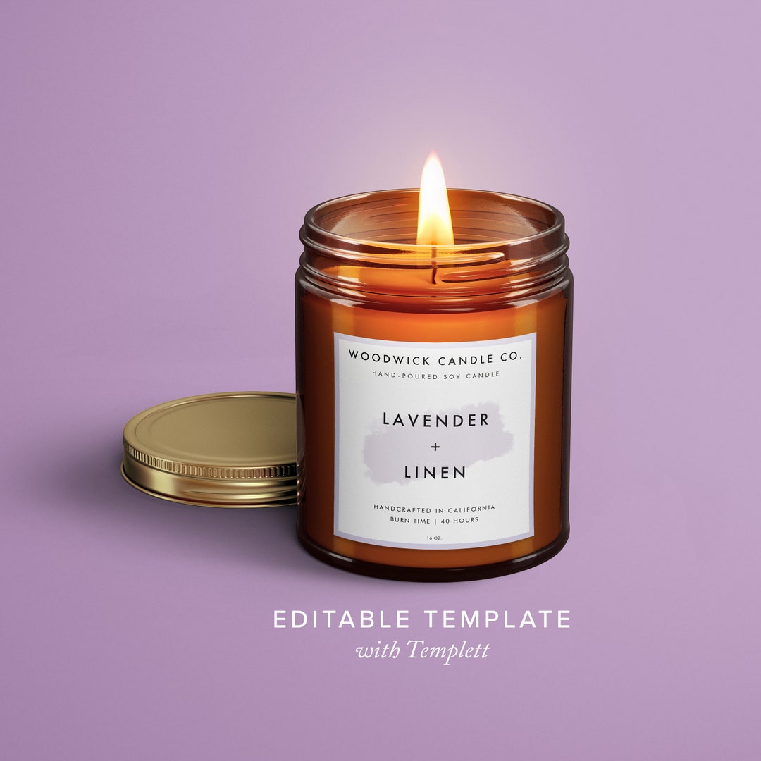 Soy Candle Label Candle Label Template DIY Etsy