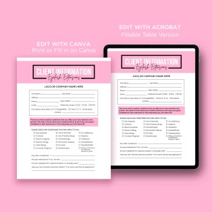 Editable Client Intake Forms for Eyelash Technicians CANVA Includes ...