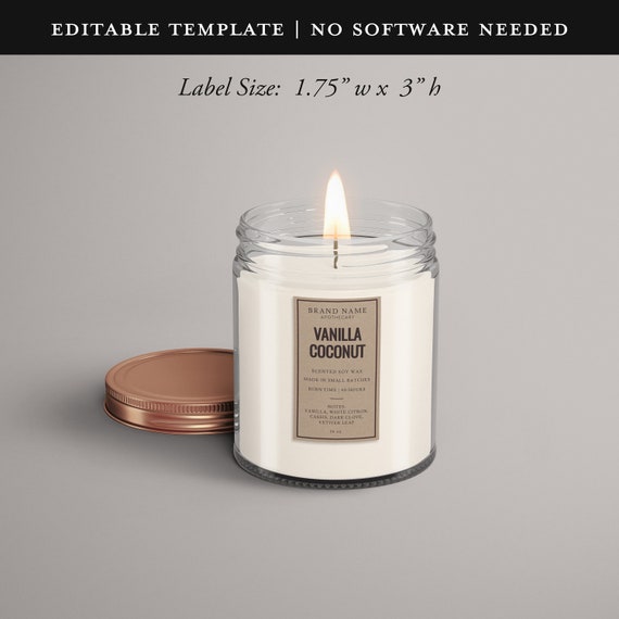 Vertical Candle Label Rectangle Soy Candle Editable Template Vertical Candle Label Rectangle Soy Candle Editable Template