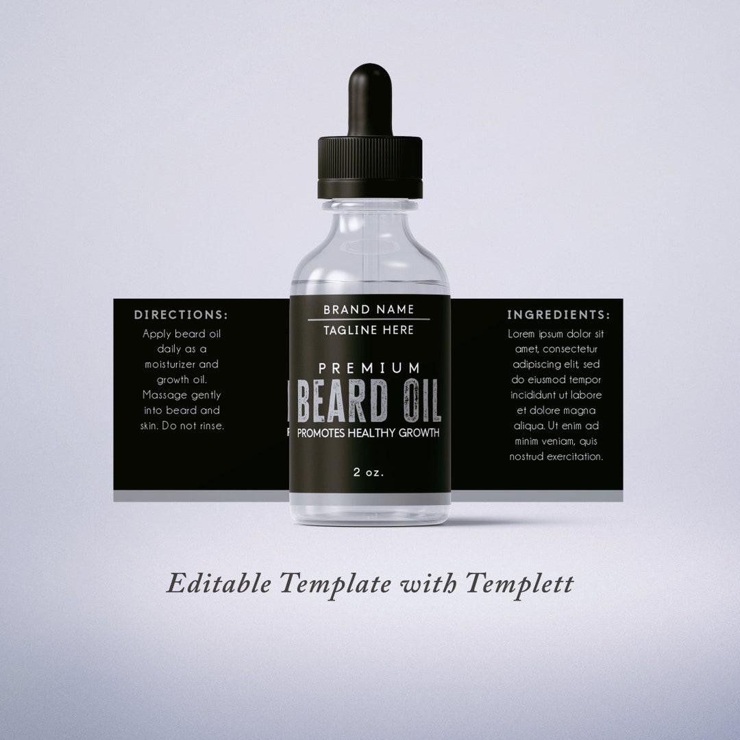Beard Oil Label Customizable Label Beauty Branding Beauty - Etsy