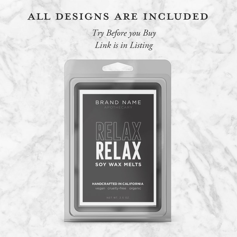 2x3 3x 5 soy wax melt label template diy templett editable etsy
