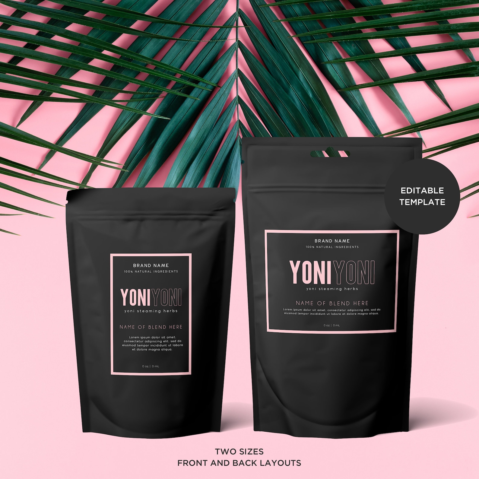 Editable Stand up Pouch Label DIY Doypack Yoni Label Tea Etsy
