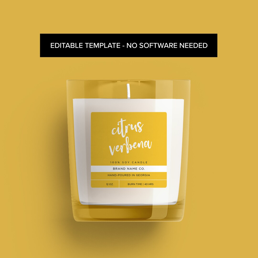 Editable Candle Label Candle Template DIY Etsy