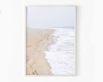 Sandy Beach Wall Art, Coastal Shoreline Print, Neutral Beach Photography, Digital Download