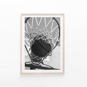Basketball Hoop Wall Art, Basketball Print, Black and White Photo, Sport Print, Digital Download, Printable Wall Art