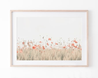 Poppy Flower Print, Wildflower Wall Art, Botanical Digital Download