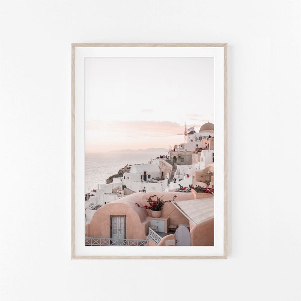 Santorini View Wall Art Print, Greece Photography, Coastal Wall Art, Santorini Landscape, Printable Wall Art, Neutral Wall Decor