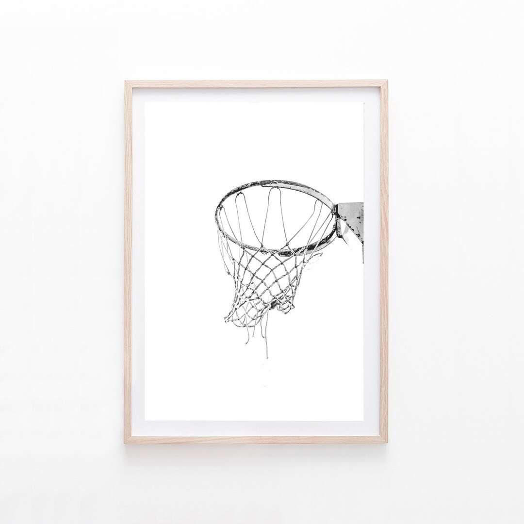 Basketball Hoop Wall Art, Basketball Print, Black and White Photo