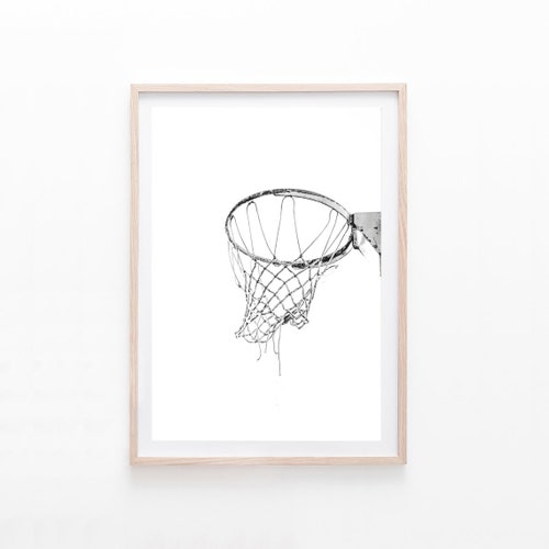 Basketball Hoop Wall Art Basketball Print Black and White Etsy