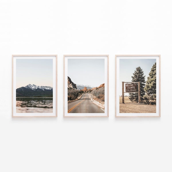 Set di 3 arte da parete Colorado, download digitale, decorazione da parete stampabile, fotografia di montagne rocciose, arte da parete naturale, decorazione per la casa