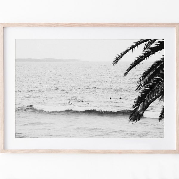 Surf Printable Art, Black and White Poster, Coastal Wall Art, Surf Photography Print, Digital Download