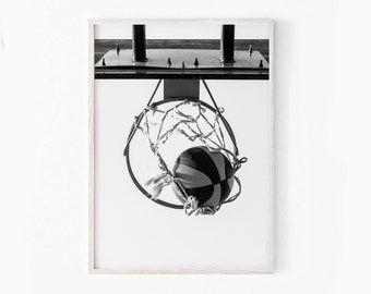 Basketball Hoop Wall Art, Basketball Print, Black and White Photo, Sport Print, Digital Download, Printable Wall Art