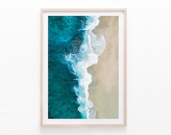 Coastal Aerial Photography, Beach Wall Art, Blue Ocean Print, Printable Beach Art, Digital Download