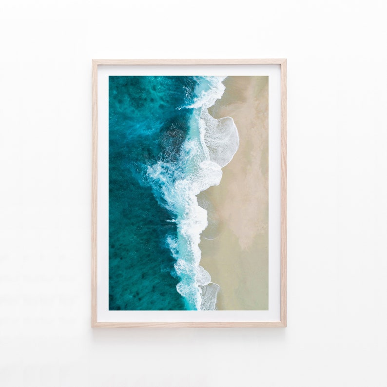 Coastal Aerial Photography, Beach Wall Art, Blue Ocean Print, Printable Beach Art, Digital Download image 1