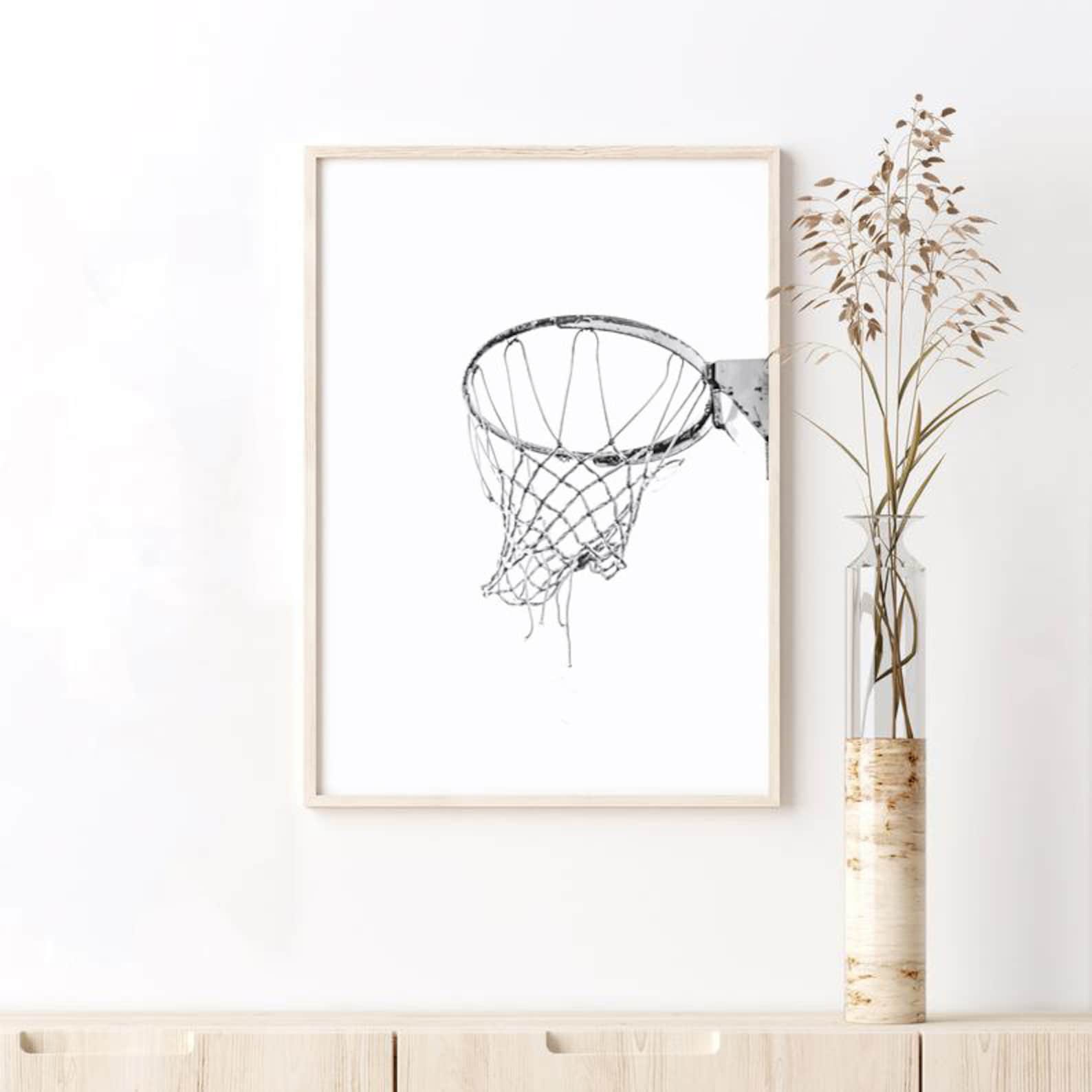 Basketball Hoop Wall Art Basketball Print Black and White Etsy