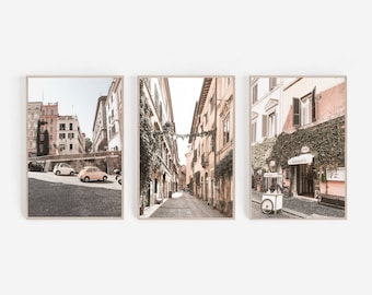 Rome Set of 3 Prints, Italian Wall Art, Rome Streets Photography, Italy Digital Download