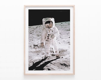 Lámina de astronauta en la Luna, arte espacial para pared infantil (descarga digital)