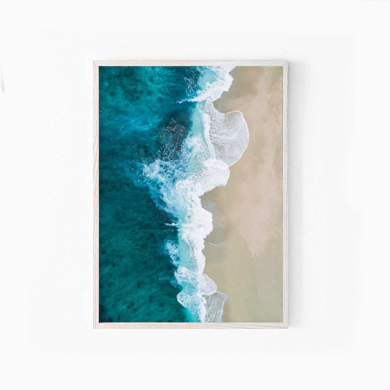 Coastal Aerial Photography, Beach Wall Art, Blue Ocean Print, Printable Beach Art, Digital Download image 2