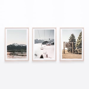 Ski Lift Wall Art, Set of 3 Digital Download, Printable Wall Decor, Mountain Photography, Nature Wall Art, Home Decor, Instant Download