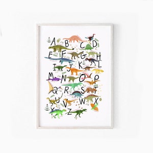 Dinosaur Alphabet Print / A a Z / Dinosaur Nursery Print / Kids Bedroom Art / Kids Room Decor / Cartel de dinosaurios / Alfabeto educativo