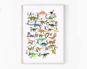 Dinosaur Alphabet Print | A-Z Nursery Decor (Digital Download)