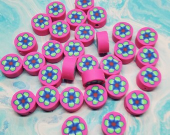 25 Polymer Clay Fimo Coin Beads Flowers