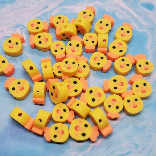 New Chicken Animal Polymer Clay Fimo Beads Round Coin 10mm-12mm