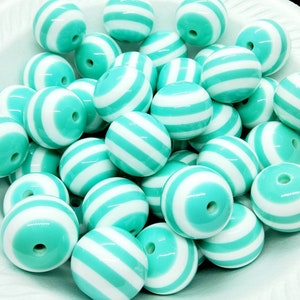 10 Large Acrylic Plastic 20mm Round Striped Gumball Beads