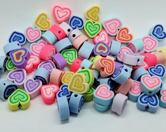 New 25 Hearts Polymer Clay Fimo Beads 10mm