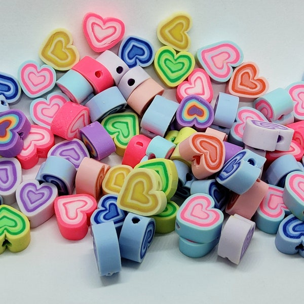 New 25 Hearts Polymer Clay Fimo Beads 10mm