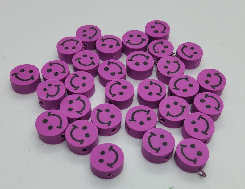 New 25 Polymer Clay Fimo Smiley Face Coin Beads